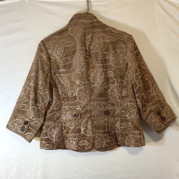 coldwater creek womens embroidered jacket brown size 12P casual boho earthy glam - Picture 2 of 11